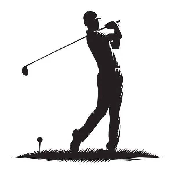 Golf oyuncusu Silueti Görüntü Uzman Golfçü Sallanmaya Hazır