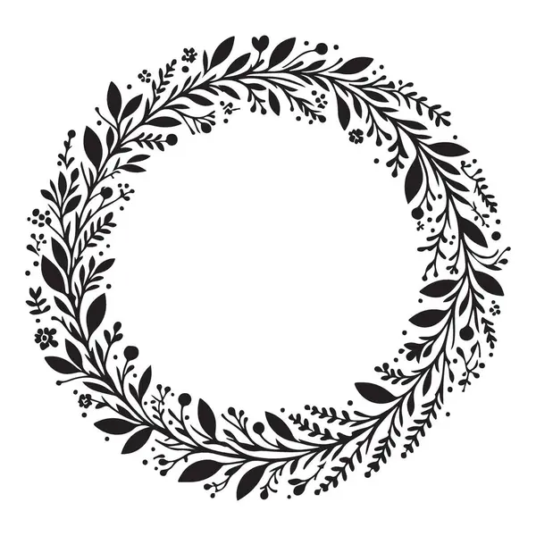 Davetiyeler için Botanik Çelenk Vektör Tasarımı Çiçek Çemberi