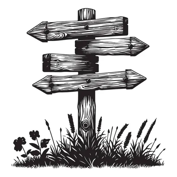 Yön Tahta İşareti Vektör İllüstrasyon İmza Grafiği