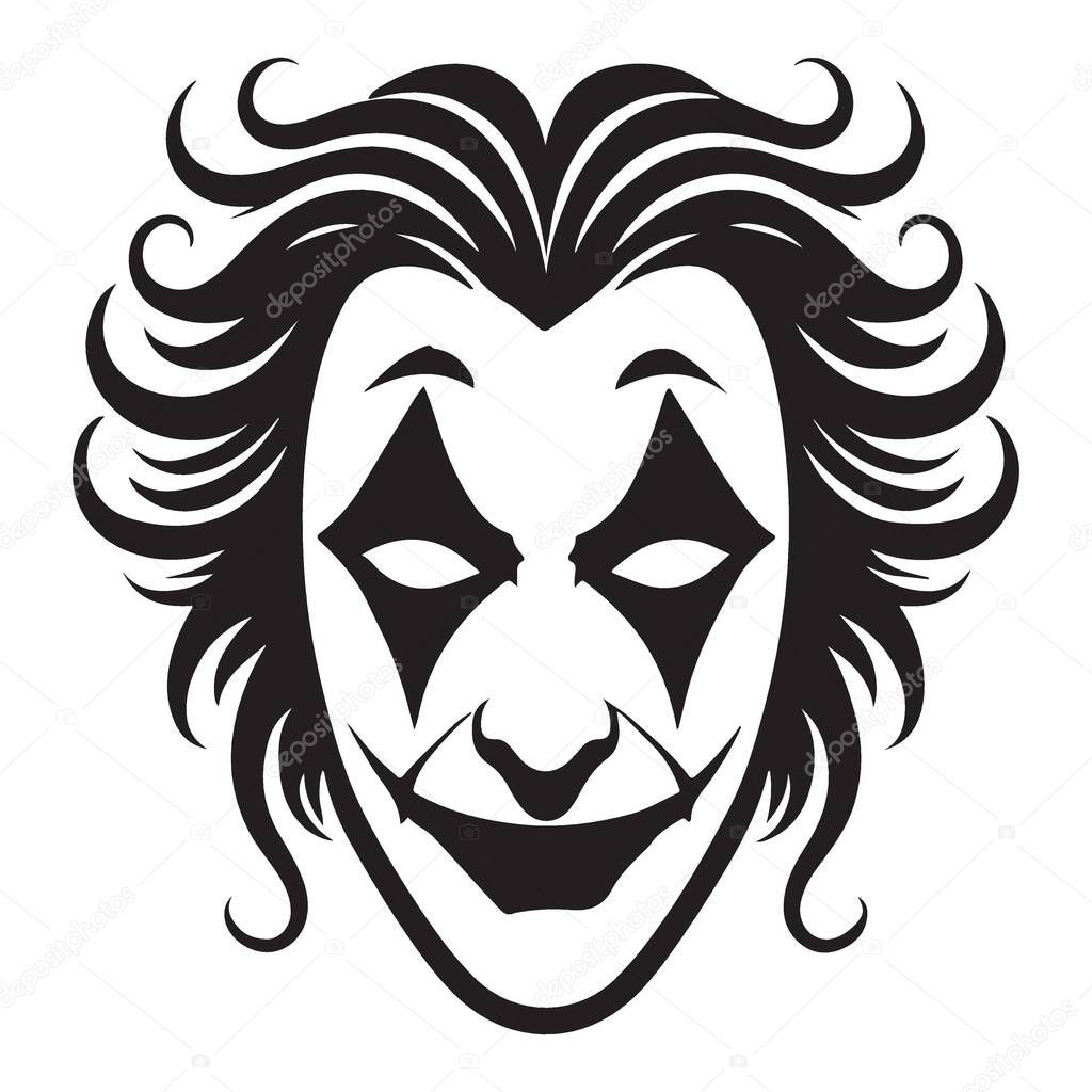 The Joker Silhouette Vector Illustration Depicting Evil Clown Face