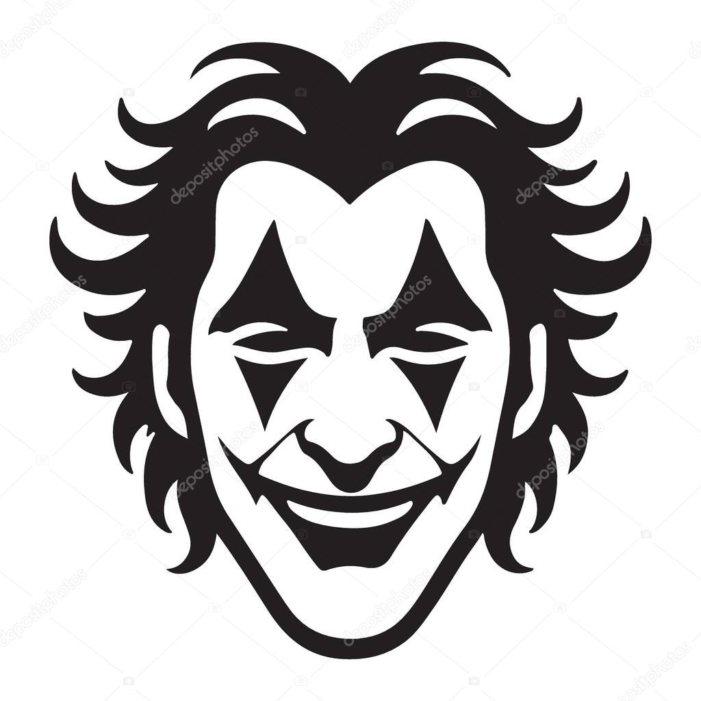 Joker Smiling Silhouette Illustration Vector Depicts Clown with Joy
