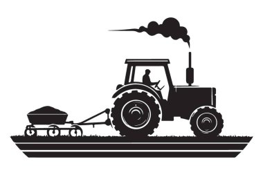 Traktör Silueti Çiftlik Aracı Tarım Makineleri İllüstrasyon Sanatı