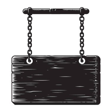 Asılı Ahşap Tabela Silueti Grafik Bir Rustik Bilgi Tasarımı