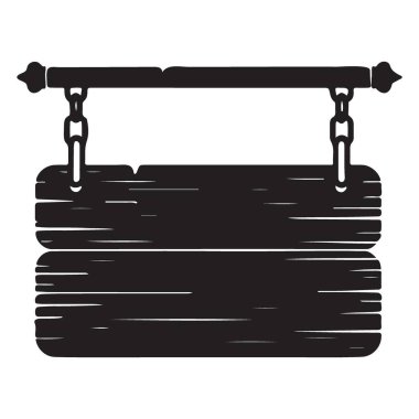 Süslü Ahşap İşaret Vintage Reklam Şablonu Silueti