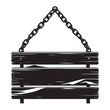 Antika Ahşap Tabela Zincirli Kırsal Reklam Gösterisiyle Asılı