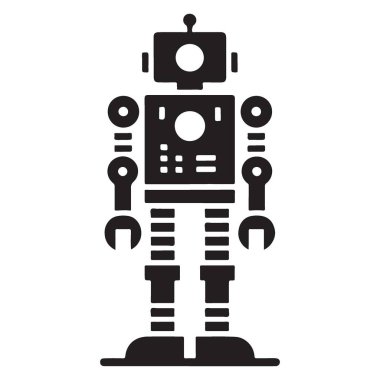 Retro robot illüstrasyon vintage android makine vektör grafik tasarım elementi