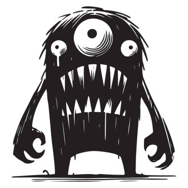 Canavar Silueti Çizim Vektörü Cadılar Bayramı Korkutucu ve Eğlenceli Tasarımlar
