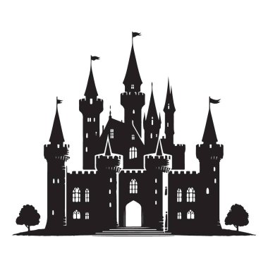 Görkemli Kale Silueti Çizimi Sonsuz Peri Masalı Mimarisi