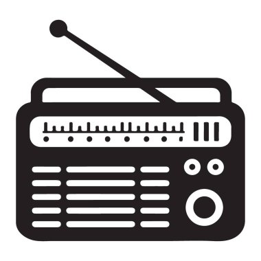 Klasik Radyo Silueti Vektör Vintage Ses Tasarımı Yayın Teknolojisi