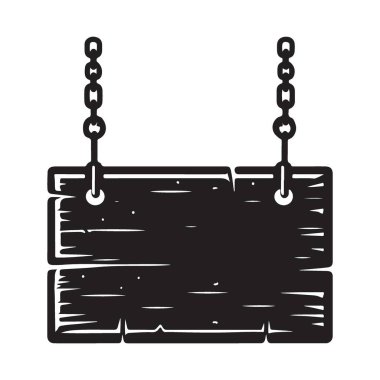 Grafikler İçin Zincirlerden Asılan Tehlike Tahta İşaret Vektörü