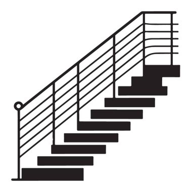 Demiryolu Stili Modern Merdiven Çizimi İç Tasarım Vektörü