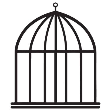 Biçimlendirilmiş Kuş Kafesi Çizimi Basit Çizim Dekoratif Ev Tasarımı