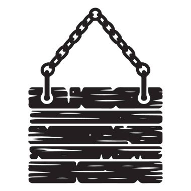 Rustik Asılı Ahşap İşaret Silueti Çizim Tasarım Dekorasyonu