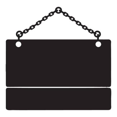 Boş Ahşap İşaret Silueti ve Zincir Çizim Dekorasyonu Gösterimi