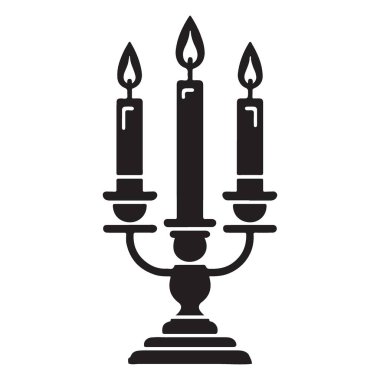 Klasik Candelabra Silueti Resimlendirme Vintage Dekoratif Mum Işığı Tasarımı