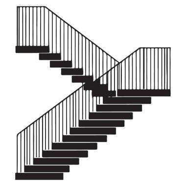 İç Tasarım Projeleri İçin Demiryolu İdeal Merdiven İllüstrasyonu