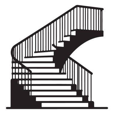 Seçkin Merdiven Çizimi Yukarı Doğru Siyah Silüet Tasarımı