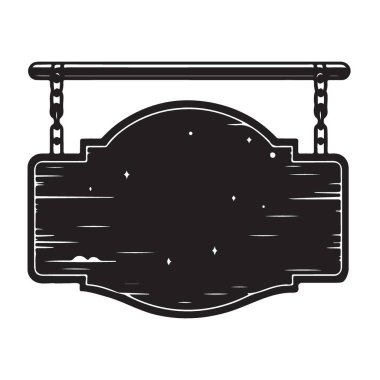 Rustik Tahta İmza Vektörü Boş Asılma Reklam Kurulu Silueti