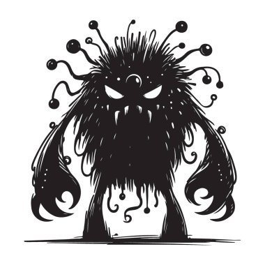 Ürkütücü Canavar Çizimi Korkunç Yaratık Cadılar Bayramı Fantezi Sanatı