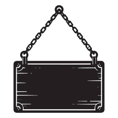 Eski Ahşap Asılma İşareti Reklam Mağazası Tanıtım Vektörü Silueti