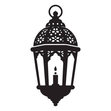 İslam Kutlamaları için Ramazan Feneri Siluet Vektörü İllüstrasyonu