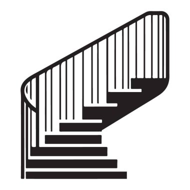 Mimarlık ve İç Tasarım için Merdiven Silüeti Vektörü İllüstrasyonu