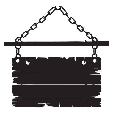 Zincirli Rustik Tahta İmza Tablosu Siluet Vektör Çizim Şablonu