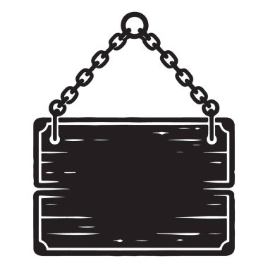 Zincirli Siluet Vektör Grafik Tasarımı ile Klasik Tahta İmza Panosu