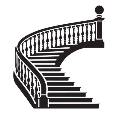 Zarif Spiral Merdiven Silüeti Tasarım Vektör Sanat Çizimi