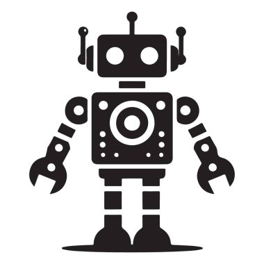 Yaratıcı Tasarım Projeleri için Retro Robot Vektör Silueti Çizimi