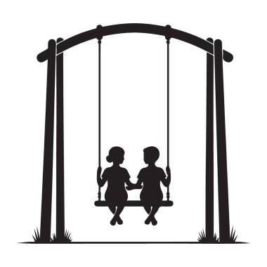 Oyuncu Tasarımları için Swing Silueti Vektör Resimlerindeki Çocuklar