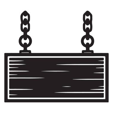 Kaba ahşap tabela zincir askısı vektör çizimi grafiği