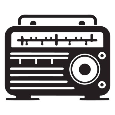 Çevirmeli vektör silueti grafikli klasik radyo