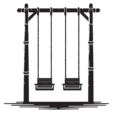 Oyun alanları için basit ahşap salıncak Siluet Vektör İllüstrasyonu