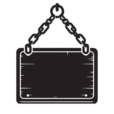 Asılı Tahta İmza Siluet Vektörü Resimleri Zincirlerle