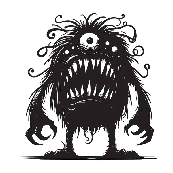 Bir Gözlü Canavar Çizimi Ürkütücü Yaratık Fantezi Sanatı