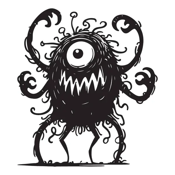 Cadılar Bayramı için Büyük Göz Vektörü İllüstrasyonlu Çizgi Film Canavarı