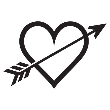 Kalp delinmiş Ok Aşk Silueti Sevgililer Günü İllüstrasyonu