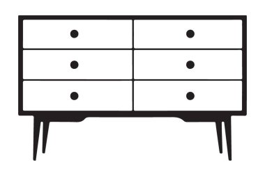 Şık altı çekmece göğüs vektör illüstrasyon mobilyası depolama için