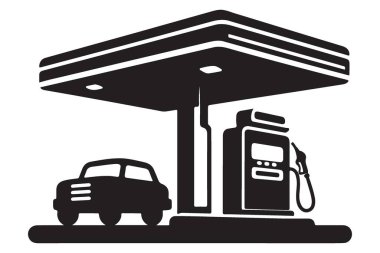 Benzin Yakıt Yakıt Yakıtı Vektörü Resimli Benzin İstasyonu Silueti