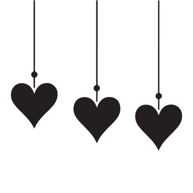 Asılı Kalpler Siluet Vektörü Grafik Tasarım Dekoratif Elementleri