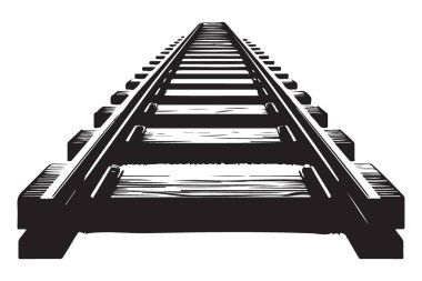 Tren İzleri Perspektif Görünümü Taşımacılık Tasarımı için Stok Vektörü İllüstrasyonu