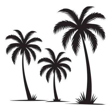 Palm Trees Siluet Vektör İllüstrasyon Tasarım Kaynağı