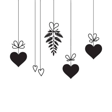 Özel Gün İçin Romantik Kalpler ve Yaprak Düzenleme Vektör Tasarımı