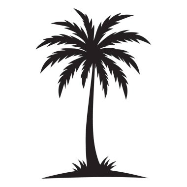Palm Tree Siluet Vektör Çizim Tasarımı Yaz Tatili için