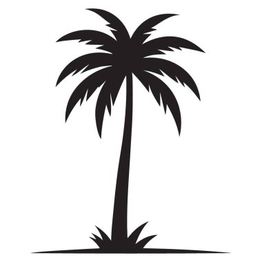 Zarif Palmiye Ağacı Silüeti Vektör Grafik Çizimi Yaz Tasarımları İçin Mükemmel