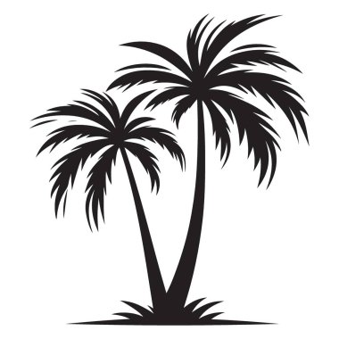 İkiz Palmiye Ağaçları Siluet Görüntü Vektörü Serene Tropikal Sahne Biçimi