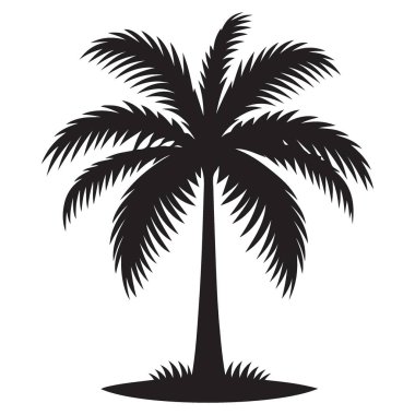 Tropikal Temalı Tasarım için Ayrıntılı Palmiye Ağacı Vektörü Resimleme Silüeti
