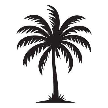 Plaj Tatil Tasarımları için şık Palmiye Ağacı Silüeti Vektör İllüstrasyonu