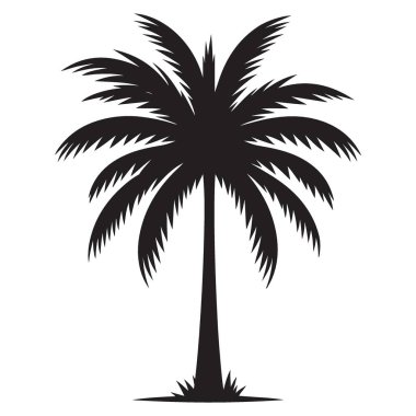 Tropikal Palmiye Ağacı Silüeti Yaz Tatili Tasarımı Çizimi
